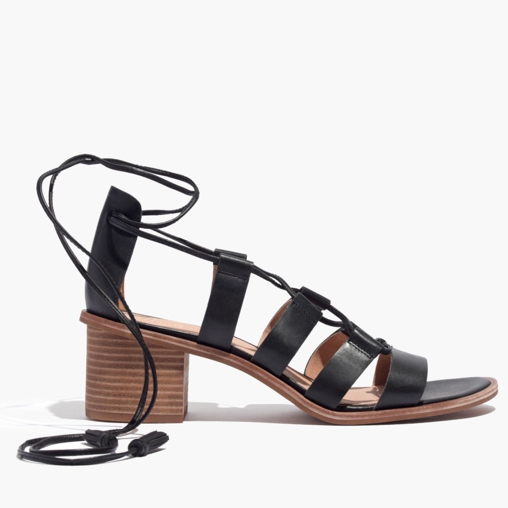 Madewell / The Daniela Lace-Up Sandal / Black / Size 10